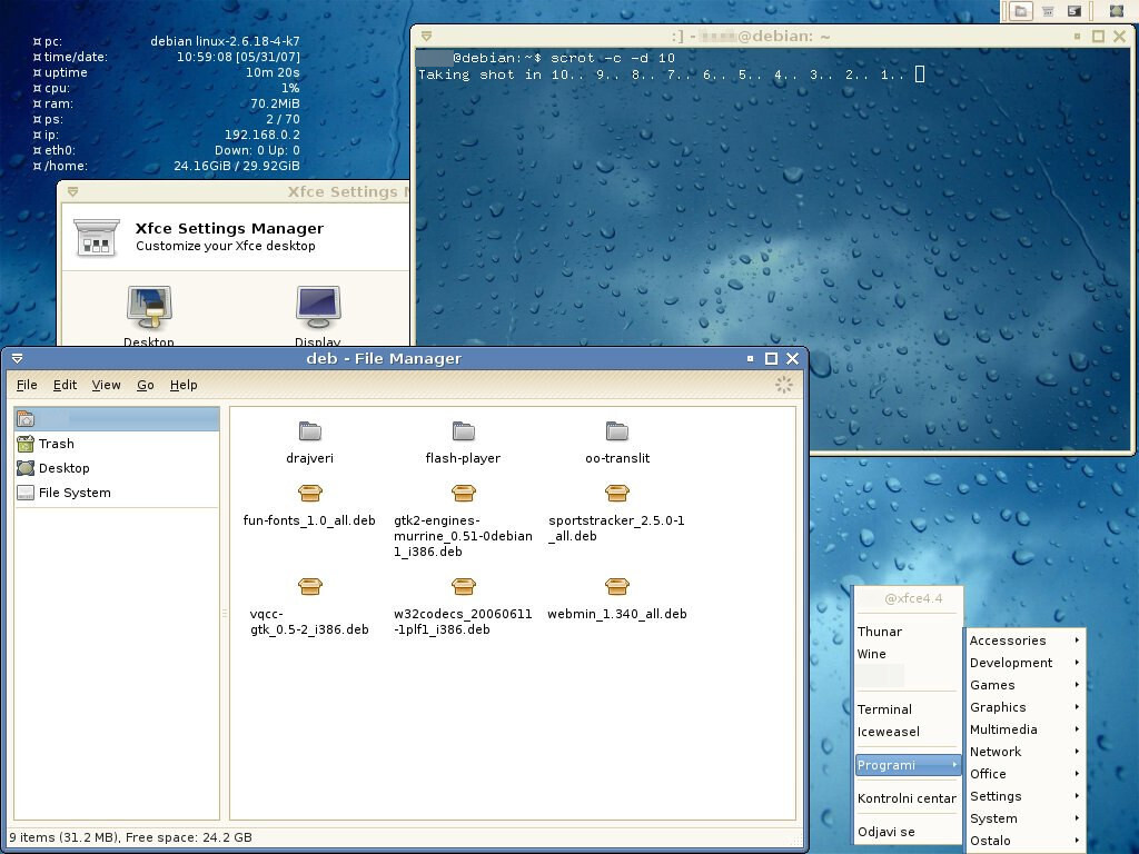 IMG: sshot-20070531-xfce-debian.jpeg