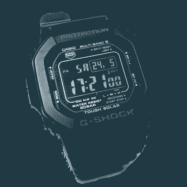 diterovana fotografija G-SHOCK GW-M5610U-1B sata na belom papiru, amaterski snimak